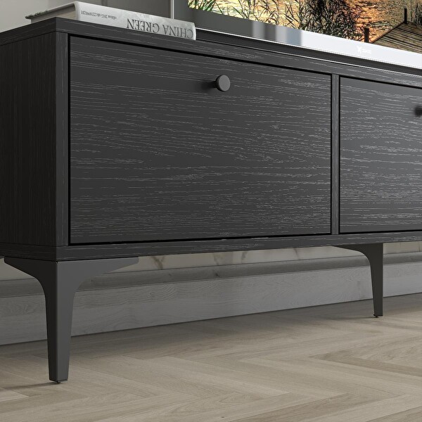 Wood'n Love Etna Premium Metal Ayaklı Dolaplı 160 CM TV Ünitesi - Wood Siyah - Siyah