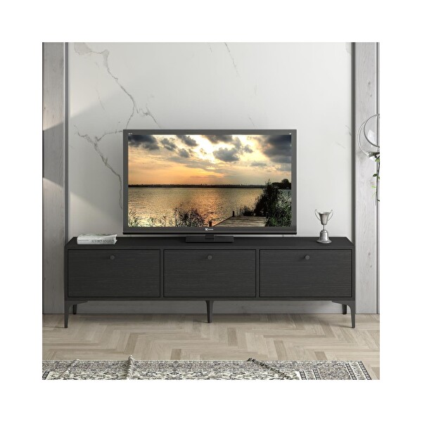 Wood'n Love Etna Premium Metal Ayaklı Dolaplı 160 CM TV Ünitesi - Wood Siyah - Siyah