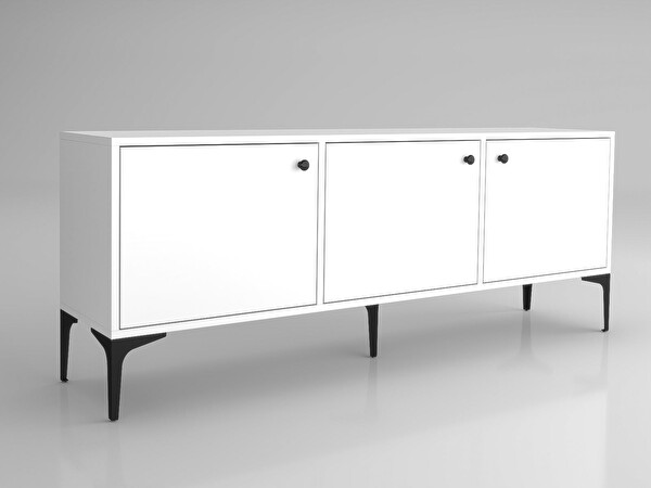 Wood'n Love Bello 160 CM Metal Ayaklı TV Ünitesi - Konsol - Beyaz - Siyah
