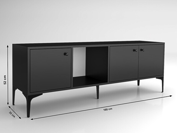Wood'n Love Hira 160 Cm Metal Ayaklı Tv Ünitesi - Siyah / Siyah