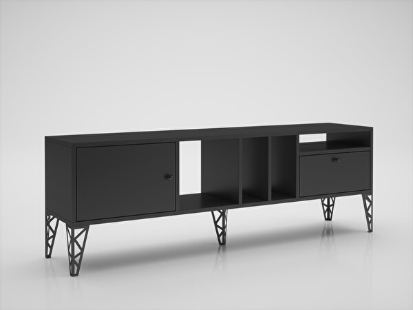 Wood'n Love Cercei 160 Cm Metal Ayaklı Tv Ünitesi - Siyah / Siyah