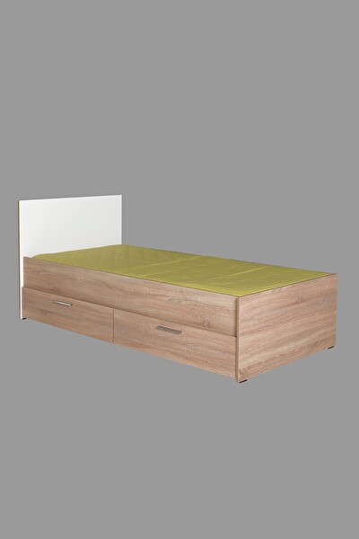 Adore Mobilya Plus Çekmeceli Tek Kişilik Karyola-Sonoma-Mat Lake Beyaz 100x85x195 CM