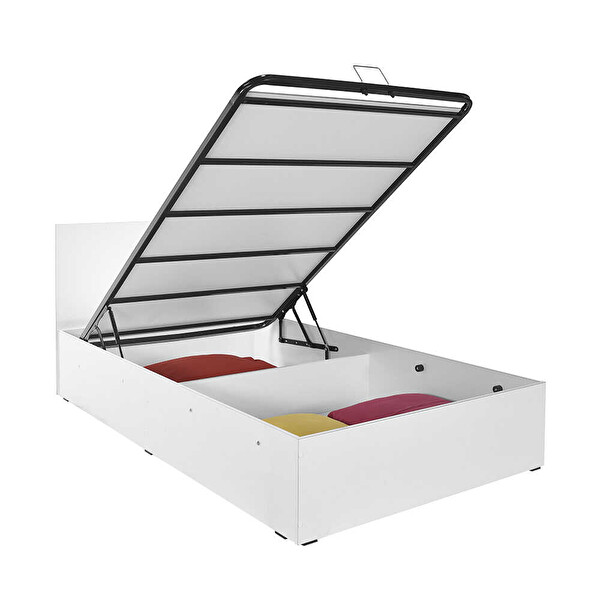 Adore Mobilya Tek Kişilik Bazalı Karyola-Lake Beyaz 127x90x207 CM