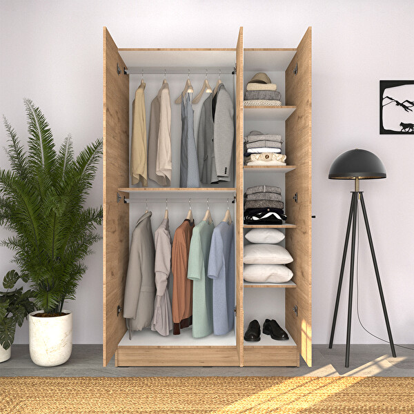 Adore Mobilya Trendline 3 Kapaklı Aynalı Gardırop-Florida Meşe 120x207x53 CM