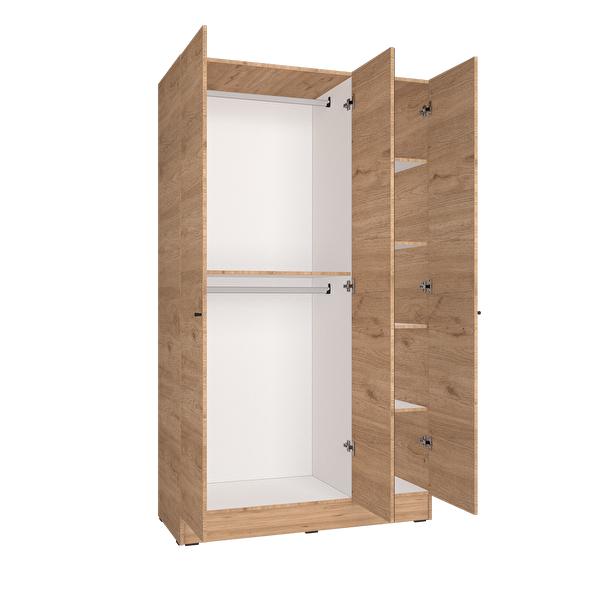 Adore Mobilya Trendline 3 Kapaklı Aynalı Gardırop-Florida Meşe 120x207x53 CM