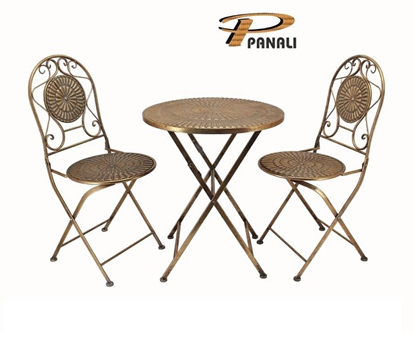MG41 Ferforje Metal Masa Sandalye Seti Gold
