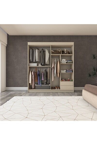 Yılwood 180x210 CM Koton Vizon Sürgülü Gardırop