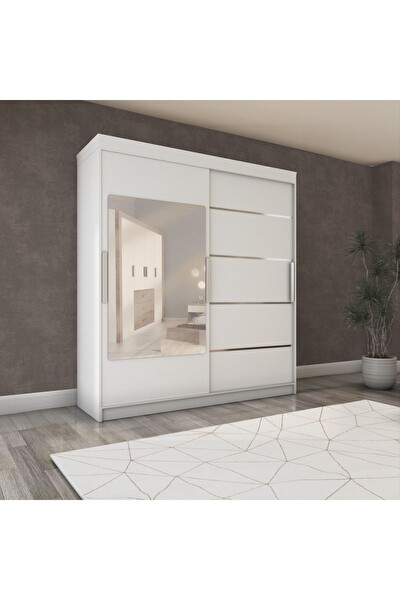 Yılwood 160x210 CM Parlak Beyaz İki Kapaklı Sürgülü Gardırop