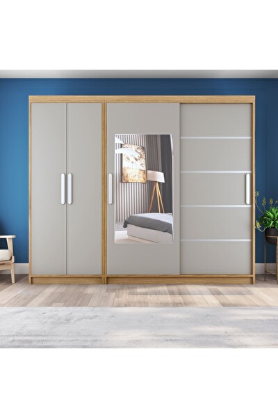 Yılwood Kısmı Kapaklı 270x210 CM Kül Gri UD Sürgülü Gardırop