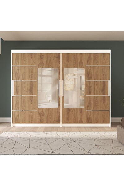Yılwood Dört Kapaklı 360x210 CM Parlak Beyaz UD Sürgülü Gardırop