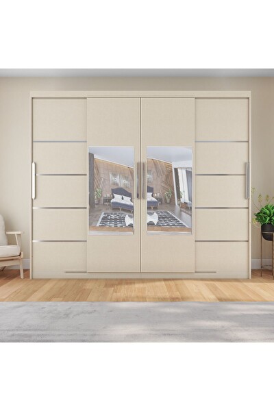 Yılwood Sürgülü Gardırop Dört Kapaklı 360x210 CM Koton Vizon