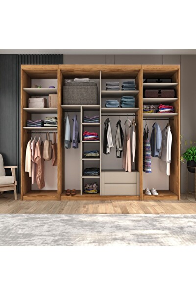 Yılwood İki Taraflı Boydan Kapaklı Orta 60x140x60 CM Kül Gri UD Sürgülü Gardırop