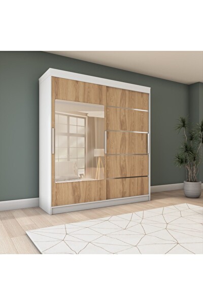 Yılwood UD İki Kapaklı 160 CM Parlak Beyaz Sürgülü Gardırop