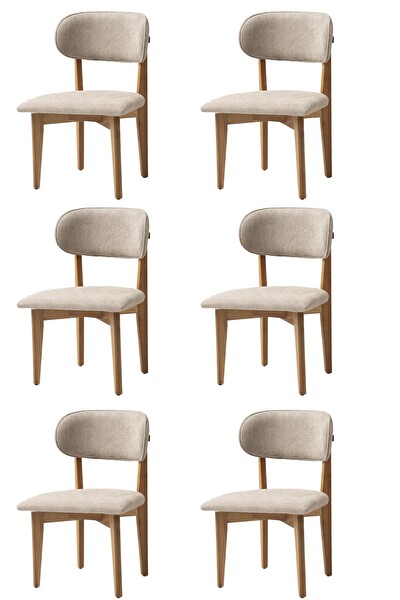 Sweet Home Nergis Ahşap Gürgen 6'lı Sandalye Seti Ceviz