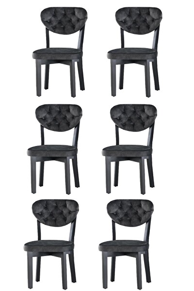 Sweet Home 6 Adet Gala Sandalye Beyaz Ahşap Kapitoneli