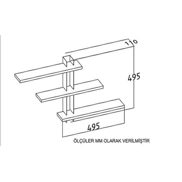 BMdekor Mesk Duvar Rafı Beyaz Siyah