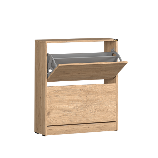 Adore Mobilya Flat Duo 2 Katlı Geniş Ayakkabılık - Florida Meşe 73x84x26 CM
