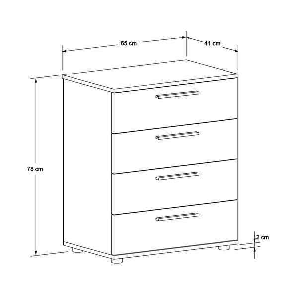 Adore Mobilya White 4 Çekmeceli Şifonyer - Florida Meşe 65x78x41 CM
