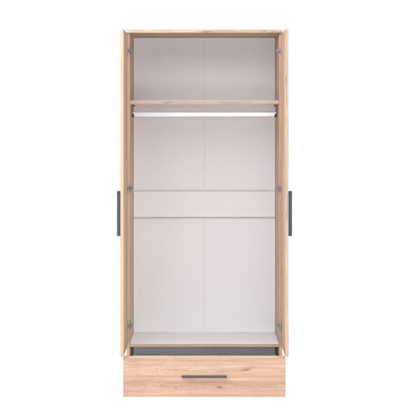 Adore Mobilya Trendline 2 Kapılı Tek Çekmeceli Gardırop Florida Meşe 80x187x52 CM