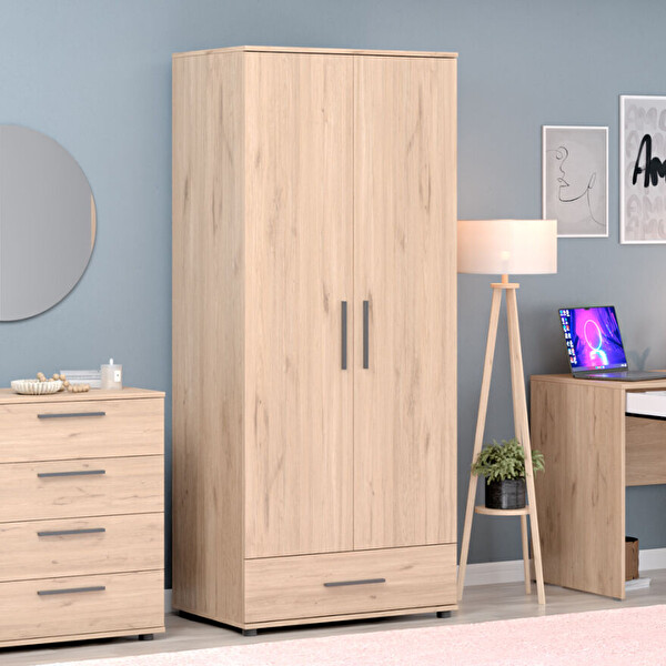 Adore Mobilya Trendline 2 Kapılı Tek Çekmeceli Gardırop Florida Meşe 80x187x52 CM