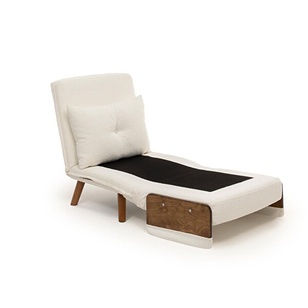 Pafu Cosmo Tekli Katlanır Yataklı Koltuk - Teddy Beyaz