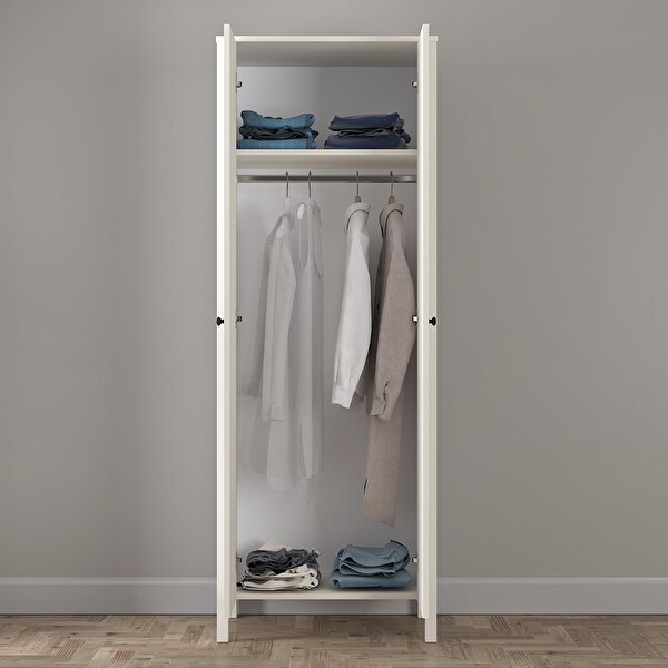 Wood'n Love Venezia 2 Kapaklı Ahşap Ayaklı Gardırop Askılıklı - Minifiks - Aytaşı