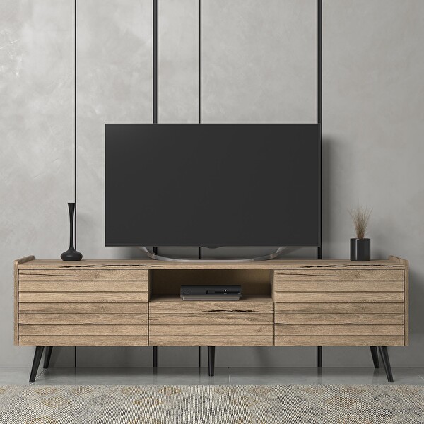Wood'n Love Della Panjur Kapaklı 2 Kapak 1 Çekmece Duvar Raflı Premium 180 CM Tv Ünitesi - Minifiks - Pera - Siyah