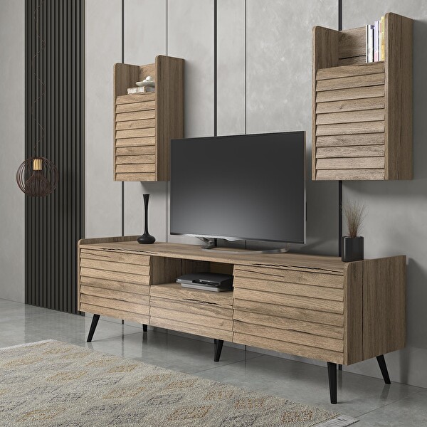 Wood'n Love Della Panjur Kapaklı 2 Kapak 1 Çekmece Premium 180 CM Tv Ünitesi - Minifiks - Pera - Siyah
