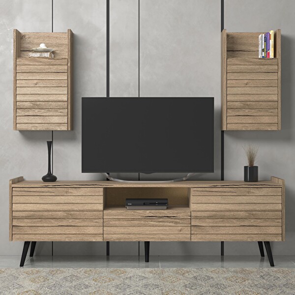 Wood'n Love Della Panjur Kapaklı 2 Kapak 1 Çekmece Premium 180 CM Tv Ünitesi - Minifiks - Pera - Siyah