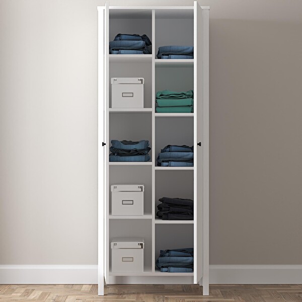 Wood'n Love Venezia 2 Kapaklı Ahşap Ayaklı Çok Amaçlı Mutfak Erzak Dolabı Banyo Havlu Dolabı - Minifiks - Wood Beyaz