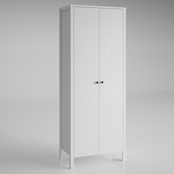 Wood'n Love Venezia 2 Kapaklı Ahşap Ayaklı Çok Amaçlı Mutfak Erzak Dolabı Banyo Havlu Dolabı - Minifiks - Wood Beyaz