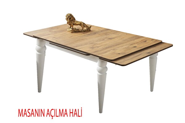 Sweet Home Yanlardan Açılır Yakamoz Beyaz Masa Topkapı Ayak 4 Adet Fulya Sandalye