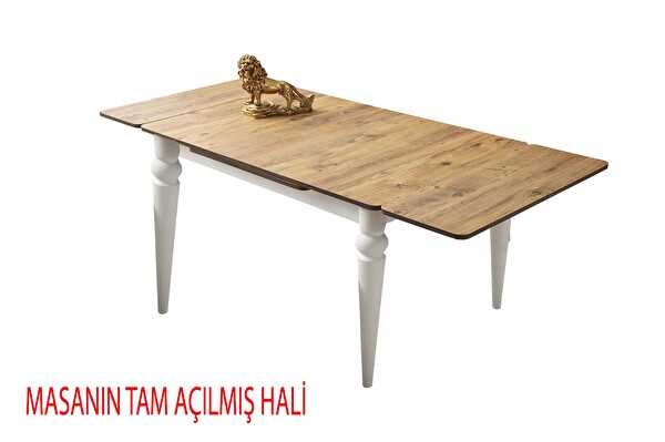 Sweet Home Yanlardan Açılır Yakamoz Beyaz Masa Topkapı Ayak 4 Adet Fulya Sandalye