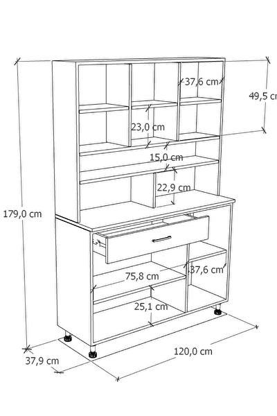 Mirobi Zimbal Çok Bölmeli Dekoratif Mutfak Dolabı Beyaz Rivoli