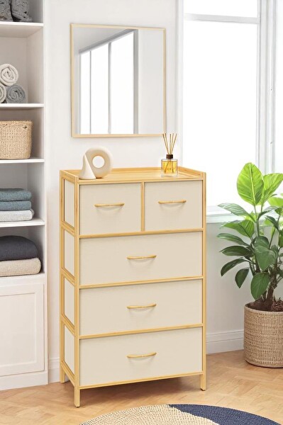 DigitHome Bambu 5 Çekmeceli Dolap Organizer Çok Amaçlı Düzenleyici Şifonyer DB-0013