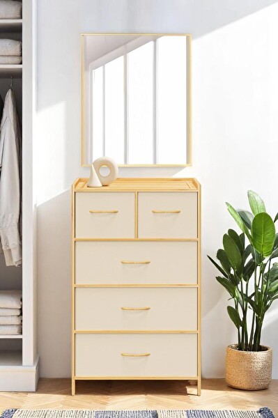 DigitHome Bambu 5 Çekmeceli Dolap Organizer Çok Amaçlı Düzenleyici Şifonyer DB-0013