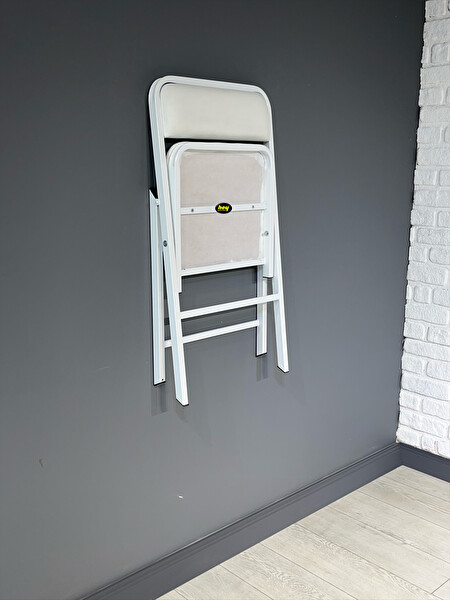 Hey Modüler Mobilya Katlanır Mutfak Sandalyesi Yemek Balkon Bahçe Otel Kafe Katlanır Sandalyesi Beyaz