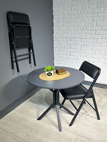 Hey Modüler Mobilya Katlanır Mutfak Sandalyesi Yemek Balkon Bahçe Otel Kafe Katlanır Sandalyesi Siyah