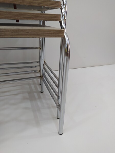 Bengi Ankara Mobilya 14004 Sehpa Demet Metal Model Nikelaj Ayak Hint Ceviz Dalgalı Desen El Yapımı Zigon