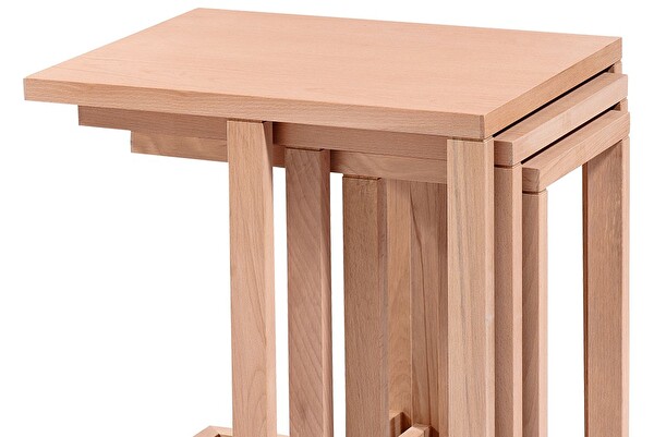 Bengi Ankara Mobilya ILGZ 17570 C Model 3’lü Sehpa Ham Kayın Torna Ayak Klasik Tekerlekli El Yapımı Zigon