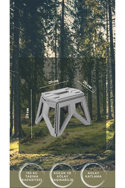 Mithra Life Çok Amaçlı Katlanabilir Küçük Boy Gri Basamak Tabure MIT1169