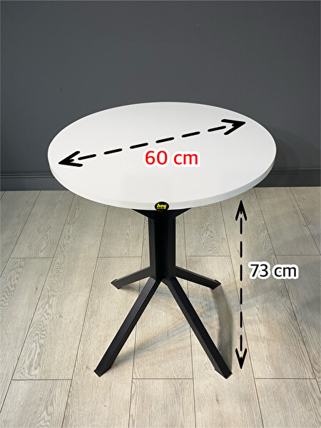 Hey Modüler Mobilya İkra 60 CM Yuvarlak Beyaz Balkon ve Yemek Masası