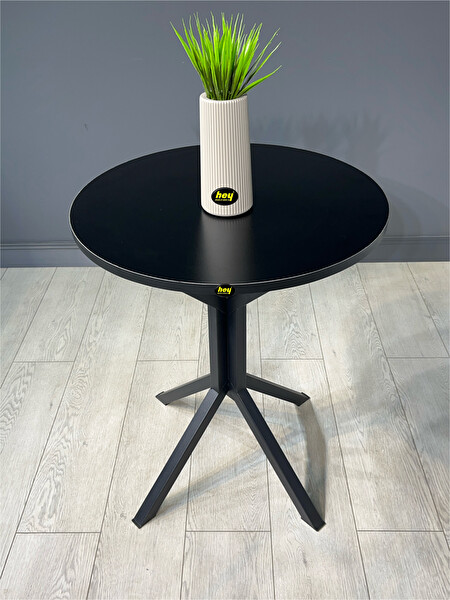 Hey Modüler Mobilya İkra 60 CM Yuvarlak Siyah Balkon ve Yemek Masası