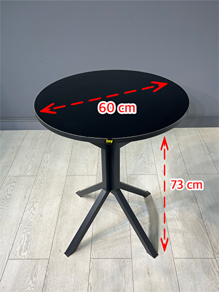 Hey Modüler Mobilya İkra 60 CM Yuvarlak Siyah Balkon ve Yemek Masası