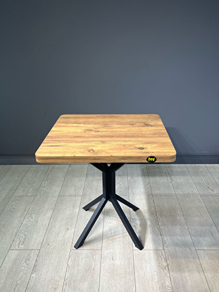 Hey Modüler Mobilya Roma Atlantik Çam Yemek Masası Kavisli Köşe Metal Siyah Ayak 80 CM