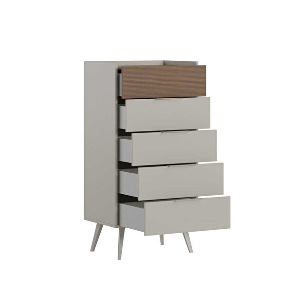Adore Mobilya Milano 5 Çekmeceli Şifonyer - Vizon Zebra 60x121x44 CM