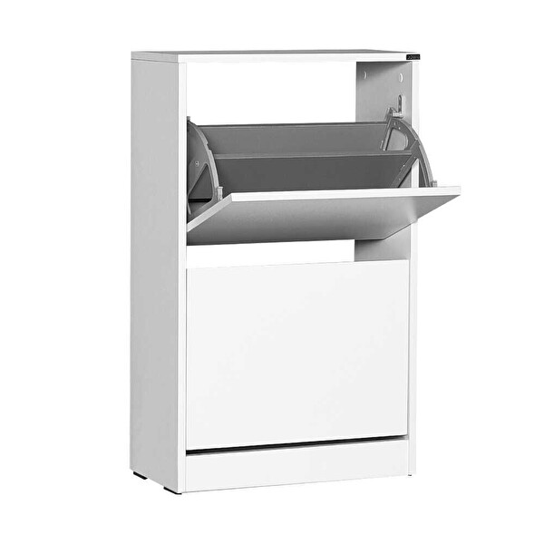 Adore Mobilya Flat Duo 2 Katlı Ayakkabılık Mat Beyaz 51x84x26 CM