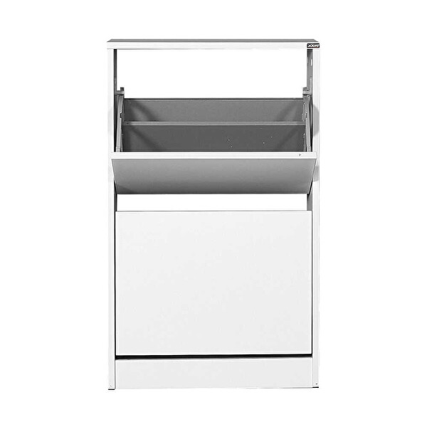 Adore Mobilya Flat Duo 2 Katlı Ayakkabılık Mat Beyaz 51x84x26 CM