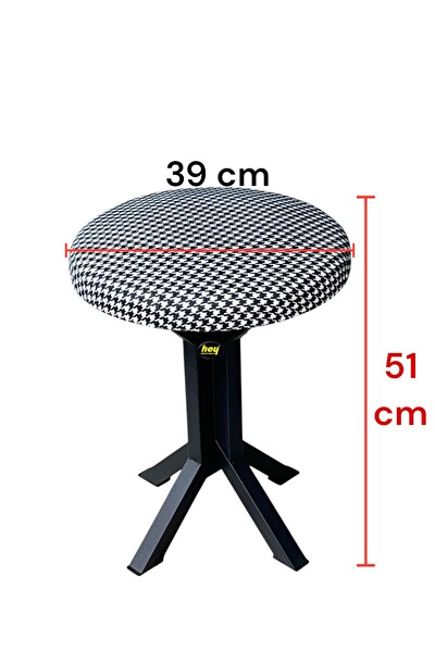 Hey Modüler Mobilya Tabure Kazayağı Kumaş Puf Metal Ayaklı Makyaj Sandalyesi 39 x 51 CM Tekli