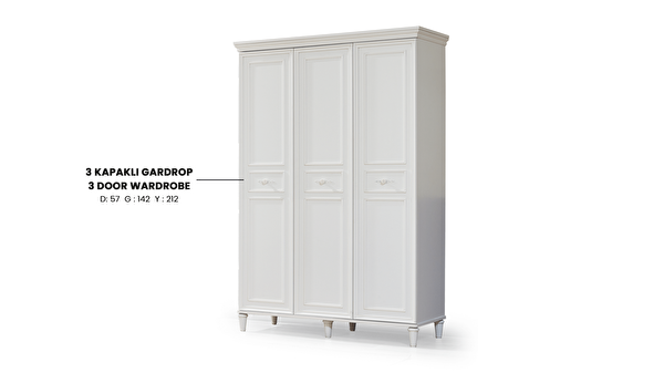 Bengi Ticaret Urlu 12061 Dream 3 Kapaklı Gardırop Beyaz